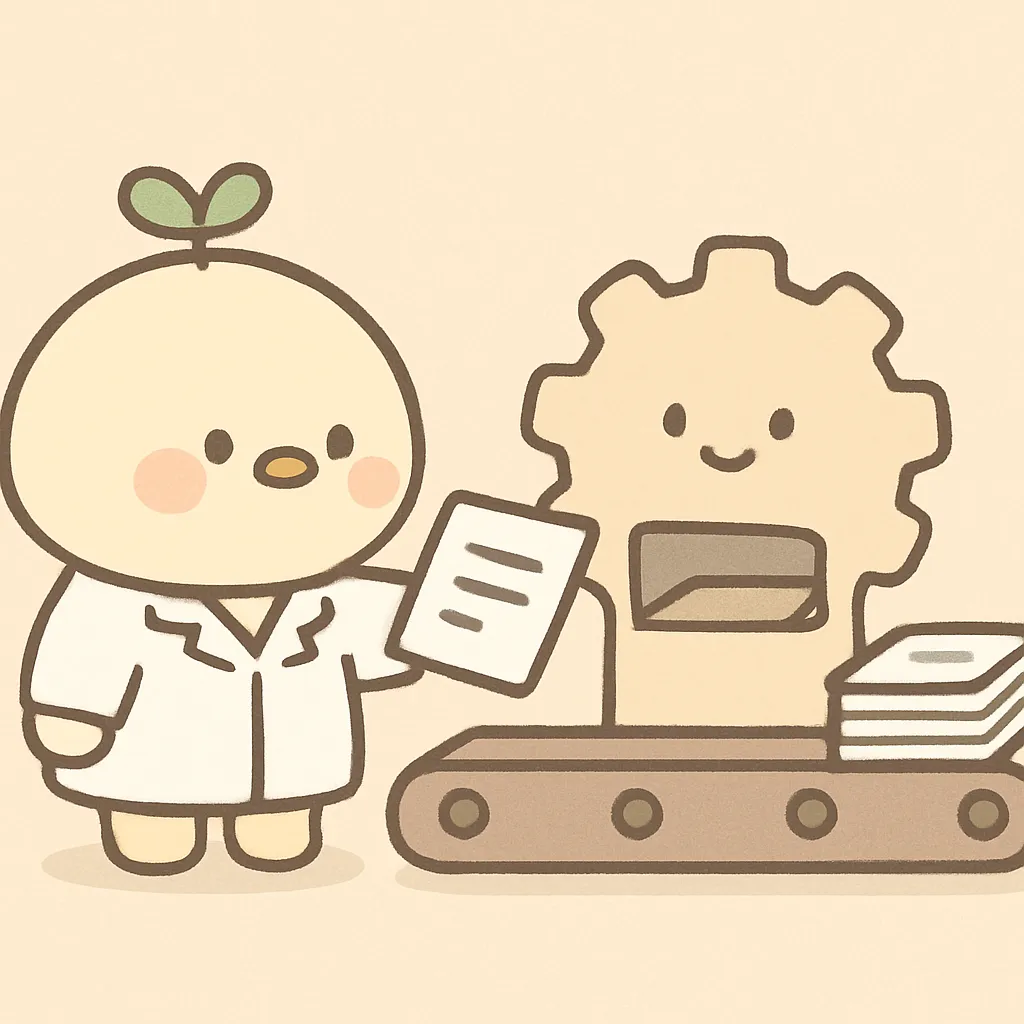 ことり主任が原稿を一度だけビルドして完成品にする様子のイラスト